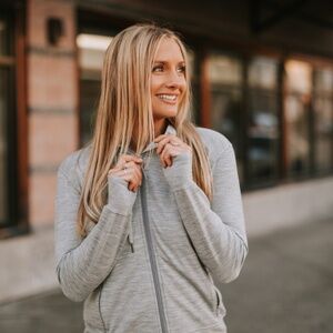 Woolx Ryann Merino Hoodie - large, NWT, cream/tan